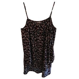 THML Long Sleeve Black Cold Shoulder Blouse Feather Print Blue Embroidery Size L